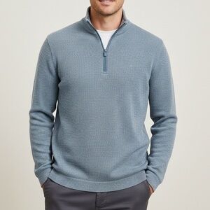 RHONE Commuter Quarter Zip Pullover Sweater Heather Blue S
